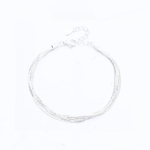Sterling Silver Bracelets, 925 Sterling Silver, with 4CM extender chain, plated, for woman, silver color Approx 16 cm 