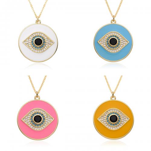Collier Evil Eye bijoux, laiton, Placage, pavé de micro zircon & pour femme & émail, plus de couleurs à choisir Environ 41-50 cm, Vendu par PC