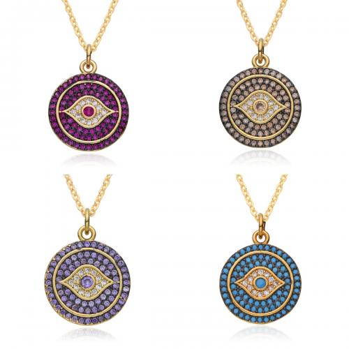 Collier Evil Eye bijoux, laiton, Placage, pavé de micro zircon & pour femme, plus de couleurs à choisir Environ 41-50 cm, Vendu par PC