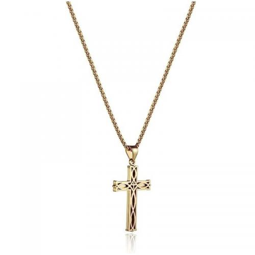 Edelstahl -Strickjacke-Ketten -Halskette, 304 Edelstahl, Kreuz, Modeschmuck & unisex, keine, 33x50mm, Länge:ca. 45 cm, verkauft von PC