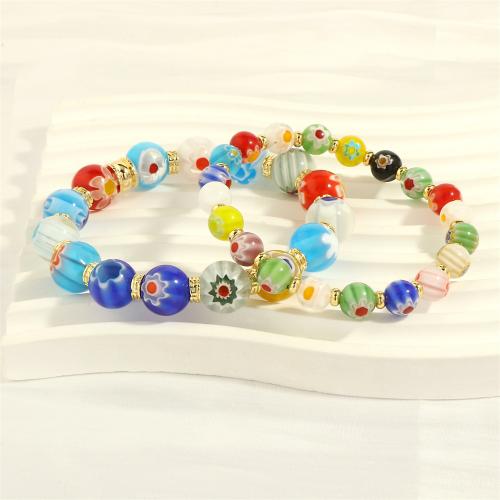 Lampwork Bracelets, with Brass, fashion jewelry & for woman, mixed colors Approx 16-17 cm 