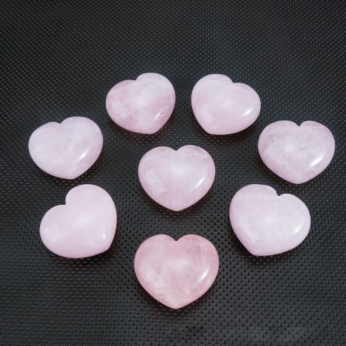 Decoración de semi piedras preciosas, cuarzo rosado, Corazón, para el hogar y la oficina, Rosado, 46x40mm, Vendido por UD