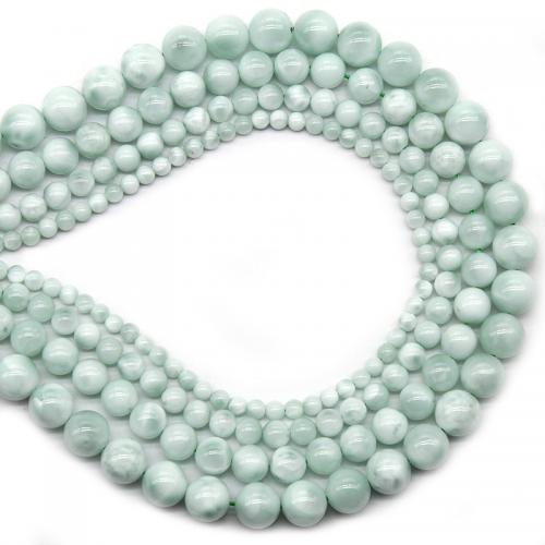 Single Gemstone Beads, Angelite, Round, polished, DIY green Approx 38 cm 
