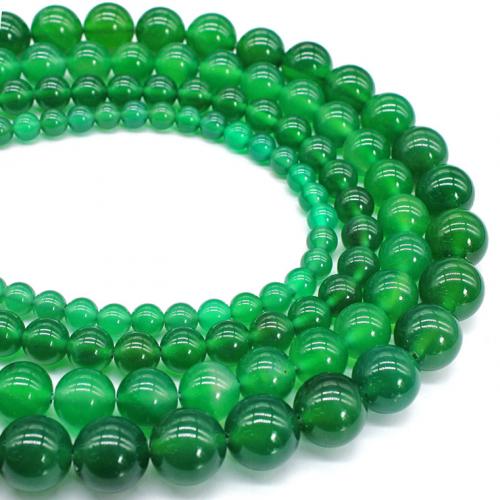Natürliche grüne Achat Perlen, Grüner Achat, rund, poliert, DIY & verschiedene Größen vorhanden, grün, Länge:ca. 38 cm, verkauft von Strang