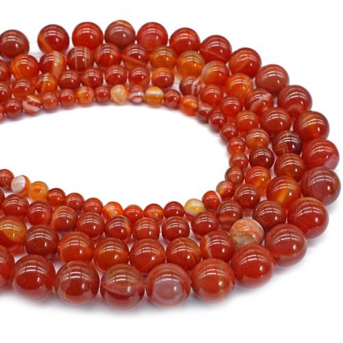 Natürlich rote Achat Perlen, Roter Achat, rund, poliert, DIY & verschiedene Größen vorhanden, rot, Länge:ca. 38 cm, verkauft von Strang