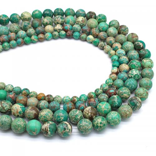 Eindruck Jaspis Perlen, Impression Jaspis, rund, poliert, DIY & verschiedene Größen vorhanden, grün, Länge:ca. 38 cm, verkauft von Strang