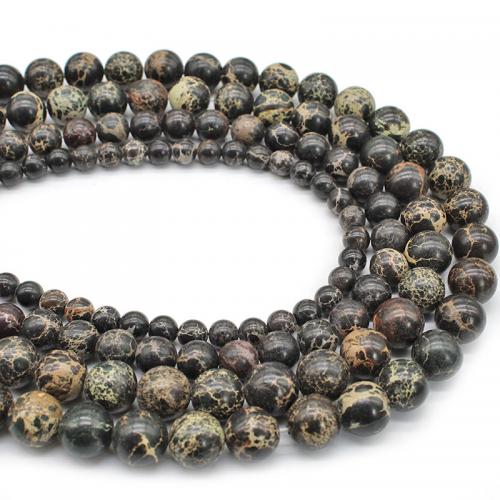 Eindruck Jaspis Perlen, Impression Jaspis, rund, poliert, DIY & verschiedene Größen vorhanden, schwarz, Länge:ca. 38 cm, verkauft von Strang