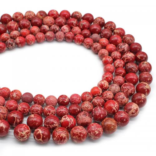 Eindruck Jaspis Perlen, Impression Jaspis, rund, poliert, DIY & verschiedene Größen vorhanden, rot, Länge:ca. 38 cm, verkauft von Strang
