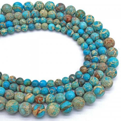 Eindruck Jaspis Perlen, Impression Jaspis, rund, poliert, DIY & verschiedene Größen vorhanden, himmelblau, Länge:ca. 38 cm, verkauft von Strang