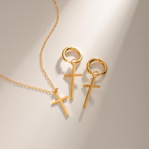 Fashion Stainless Steel Jewelry Sets, 304 Stainless Steel, Cross, plated, fashion jewelry golden 
