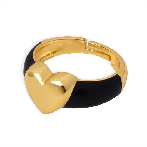 Brass Finger Ring, plated, for woman & enamel, gold 