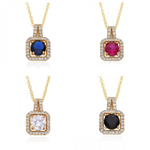 Cubic Zircon Micro Pave Brass Necklace, plated, micro pave cubic zirconia & for woman Approx 41-50 cm 