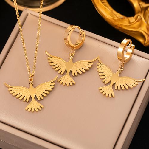 Titanium Steel Jewelry Set, Phoenix, gold color plated & for woman 