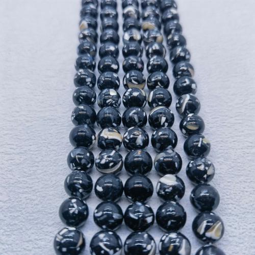 Perles en Turquoise synthétiques, avec coquille blanche, Rond, vernis au four, DIY & normes différentes pour le choix, couleurs mélangées, Vendu par brin