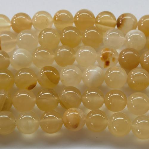Single Gemstone Beads, Chalcedony, Round, polished, DIY yellow 