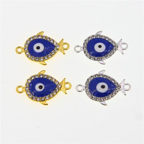 Evil Eye Jewelry Connector, Zinc Alloy, plated, fashion jewelry & DIY & enamel & with rhinestone & 1/1 loop Approx 