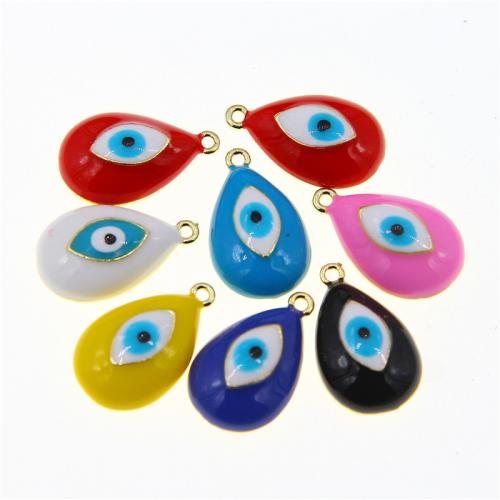Zinc Alloy Evil Eye Pendant, Teardrop, KC gold color plated, fashion jewelry & DIY & enamel Approx 