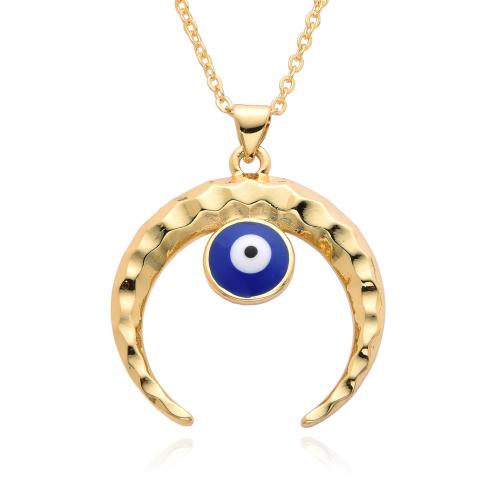 Evil Eye Jewelry Necklace, Brass, plated, for woman & enamel Approx 41-50 cm 