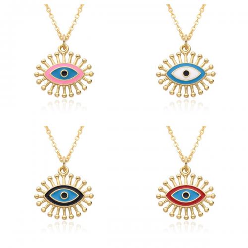 Evil Eye Jewelry Necklace, Brass, plated & for woman & enamel Approx 41-50 cm 