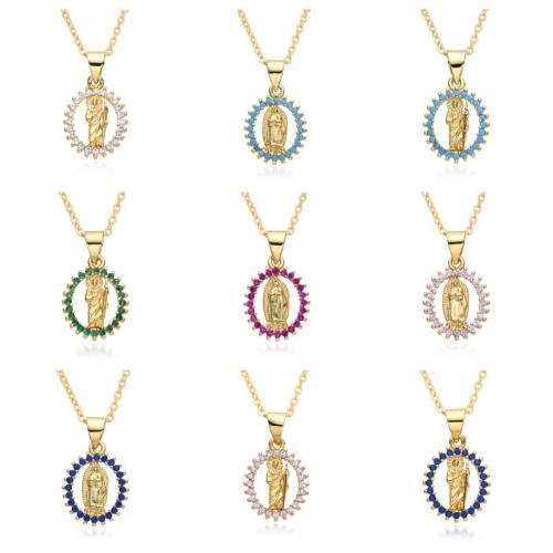 Cubic Zircon Micro Pave Brass Necklace, plated & micro pave cubic zirconia & for woman Approx 41-50 cm 