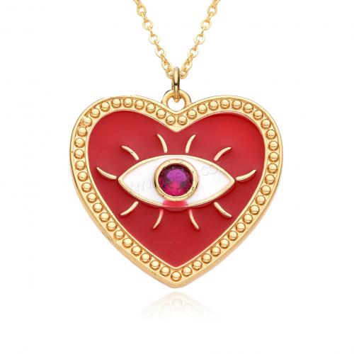 Evil Eye Jewelry Necklace, Brass, plated, micro pave cubic zirconia & for woman & enamel Approx 41-50 cm 
