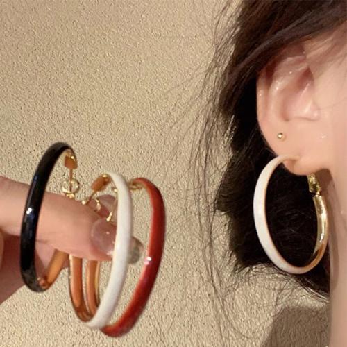 Zinc Alloy Hoop Earring, Donut, gold color plated, fashion jewelry & for woman 40mm 
