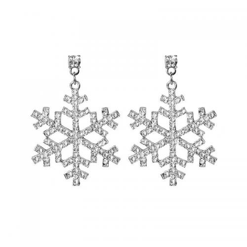 Zinc Alloy Drop Earring, Snowflake, plated, for woman & with rhinestone 