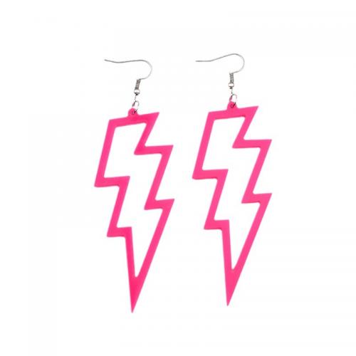 Acrylic Drop Earring, Lightning Symbol, painted, fashion jewelry & for woman & hollow 