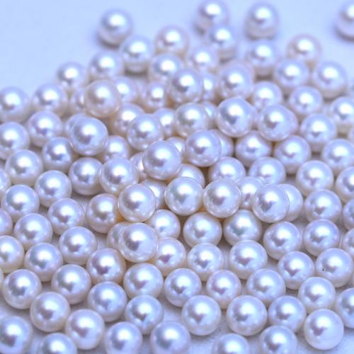 No Hole Cultured Freshwater Pearl Beads, Round, DIY white 