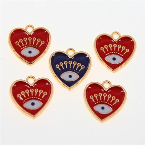 Zinc Alloy Evil Eye Pendant, Heart, KC gold color plated, fashion jewelry & DIY & enamel Approx 