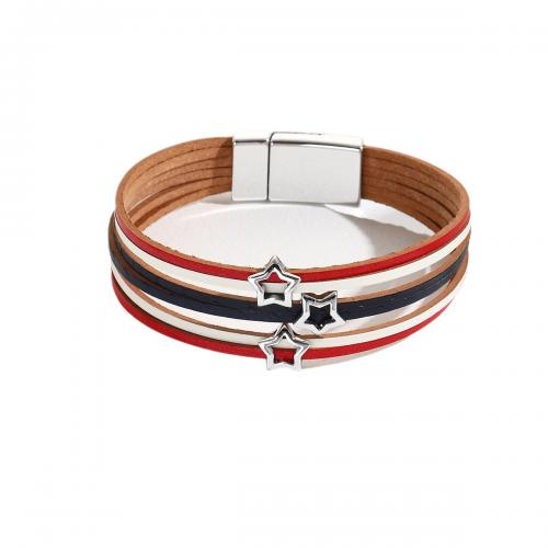 PU Leather Cord Bracelets, with Magnet, fashion jewelry & multilayer & Unisex, 25mm Approx 19.5 cm 