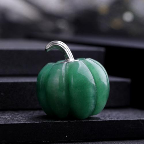 Gemstone Decoration, Natural Stone, with Zinc Alloy, Pumpkin, Carved, for home and office 
