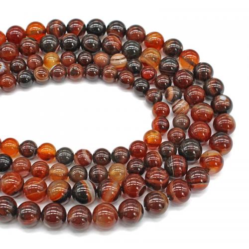 Natürliche Streifen Achat Perlen, rund, poliert, DIY & verschiedene Größen vorhanden, Länge:ca. 38 cm, verkauft von Strang