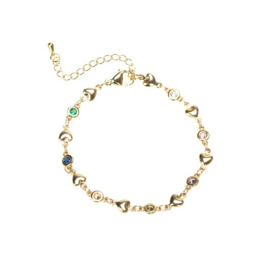 Cubic Zirconia Micro Pave Brass Bracelet, micro pave cubic zirconia & for woman, multi-colored Approx 16-22 cm 