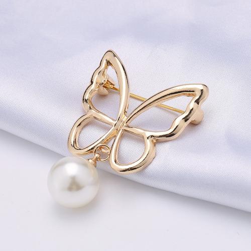 Plastic Pearl Brooch, Zinc Alloy, with Plastic Pearl, plated & for woman 