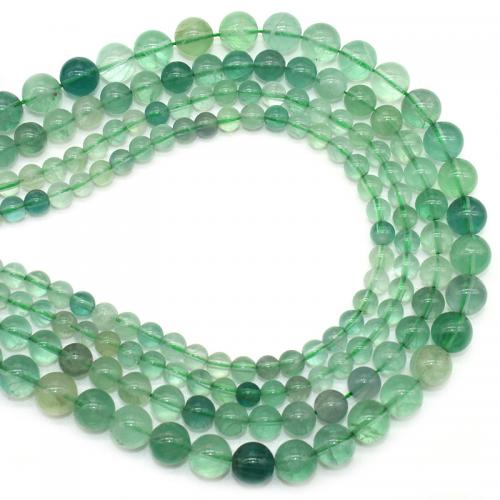 Perles de fluorite, Fluorine, Rond, poli, DIY & normes différentes pour le choix, vert Environ 38 cm, Vendu par brin