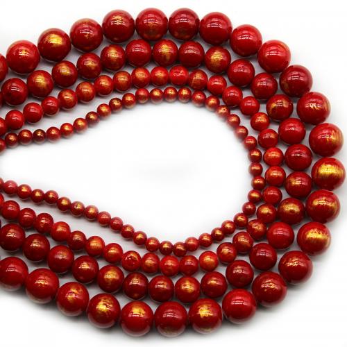 Single Gemstone Beads, Cloisonne Stone, Round, polished, DIY red Approx 38 cm 