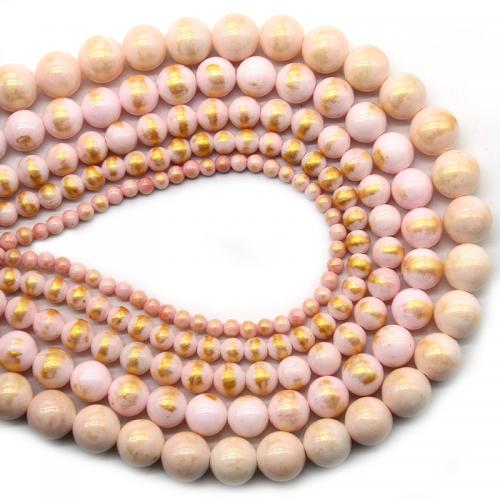 Single Gemstone Beads, Cloisonne Stone, Round, polished, DIY pink Approx 38 cm 