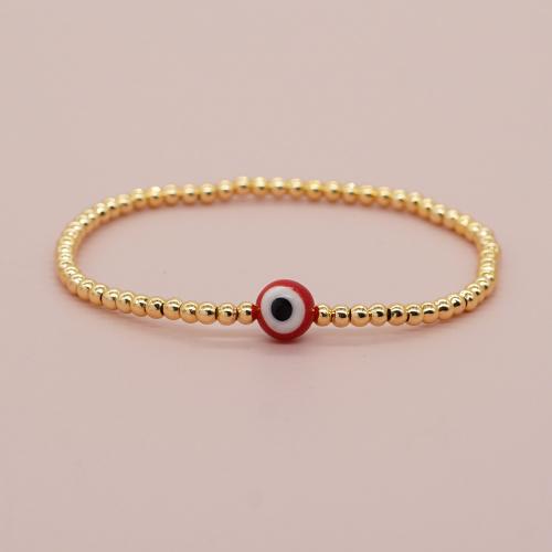 Evil Eye Bracelet Bijoux, alliage de zinc, Rond, Placage de couleur d'or, motif de mauvais œil & pour femme, rouge .5 cm, Vendu par PC