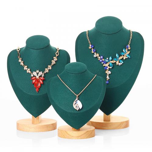 Wood Necklace Display, with Microfiber PU & Velveteen 