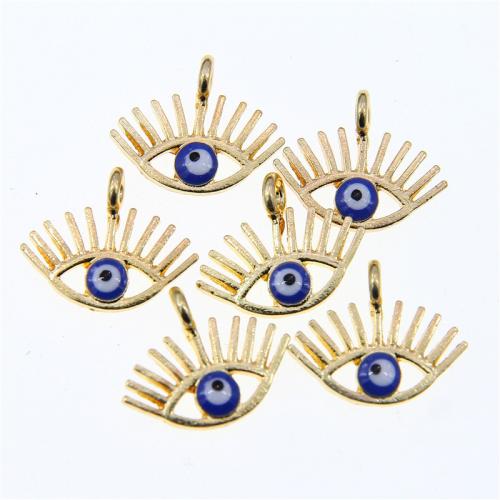 Zinc Alloy Evil Eye Pendant, KC gold color plated, fashion jewelry & DIY & enamel & hollow, blue Approx 