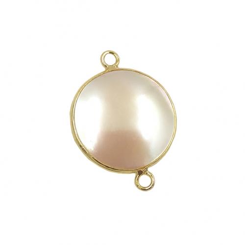 Shell Jewelry Connector, Brass, with Shell, gold color plated, DIY & 1/1 loop, white, pendant mm 