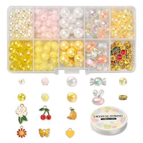 DIY Jewelry Finding Kit, Zinc Alloy, with Plastic Box & Acrylic, Pendular Lochrose, gold color plated, 10 cells & enamel, mixed colors 