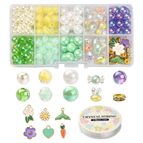 DIY Jewelry Finding Kit, Zinc Alloy, with Plastic Box & Acrylic, Rectangle, gold color plated, 10 cells & enamel, mixed colors 