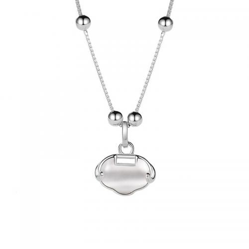 Sterling Silver Jewelry Necklace, 925 Sterling Silver, with 5CM extender chain, polished, for woman, platinum color Approx 40 cm 