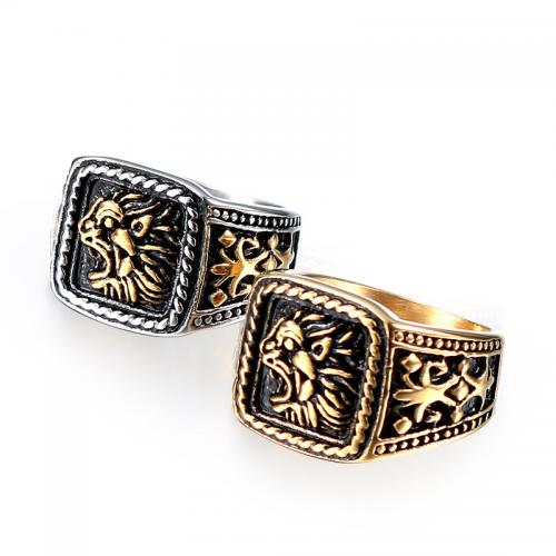 316 Stainless Steel Finger Ring, Lion, plated, vintage & for man & enamel US Ring 