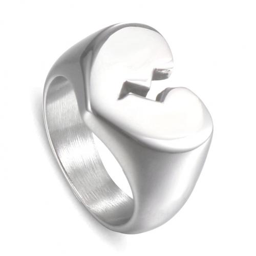 316 Stainless Steel Finger Ring, Heart, hand polished & for woman, original color, US Ring 