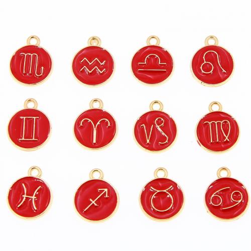 Zinc Alloy Alphabet Pendants, Flat Round, KC gold color plated, fashion jewelry & DIY & enamel & double-sided Approx 