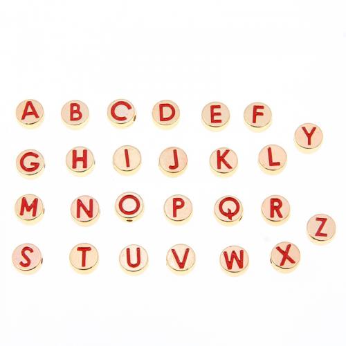 Zinc Alloy Alphabet Beads, Flat Round, KC gold color plated, fashion jewelry & letters are from A to Z & double-sided enamel & DIY Approx 
