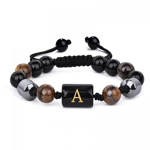 Tiger Eye Stone Bracelets, with Cotton Cord, handmade, Length Adjustable & fashion jewelry & Unisex Approx 19 cm 